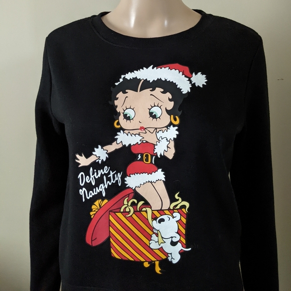 Better Boop Naughty ugly Christmas holiday crewneck sweater, women's small - Picture 2 of 6